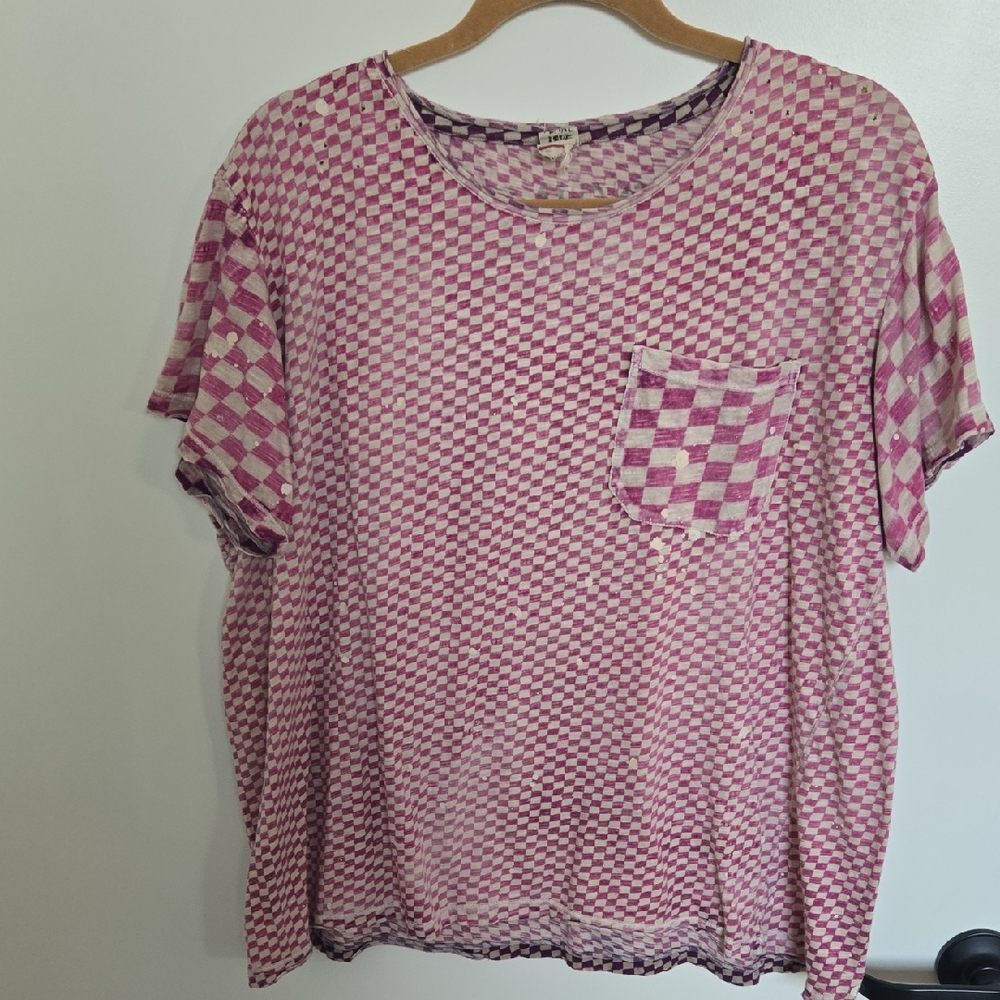 Magnolia Pearl Purple and White Checkered Tee